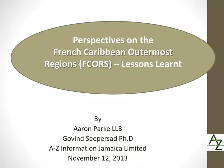 by aaron parke llb govind seepersad ph d a z information jamaica limited november 12 2013
