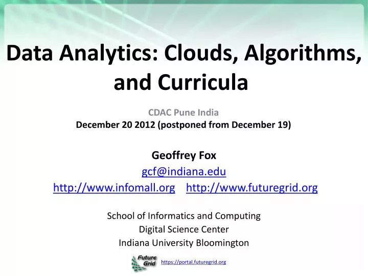 data analytics clouds algorithms and curricula