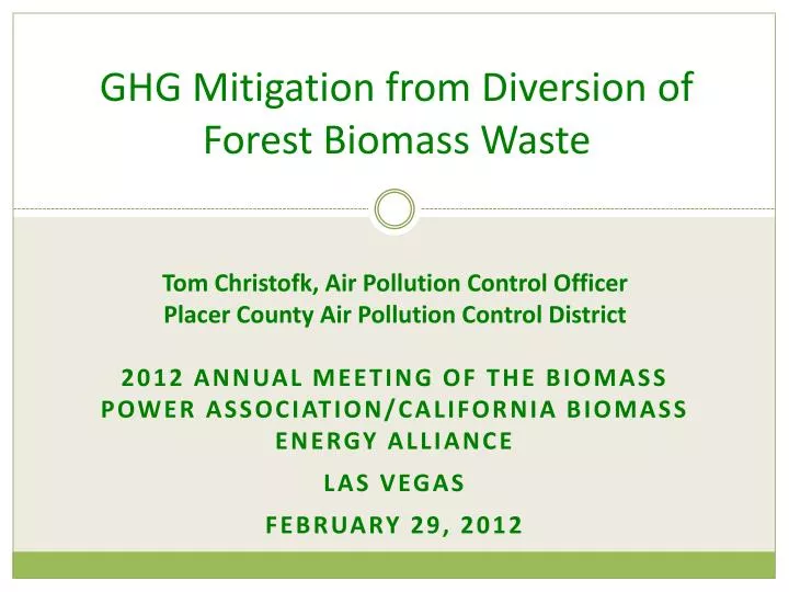 ghg mitigation from diversion of forest biomass waste