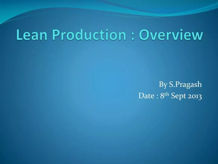 lean production overview