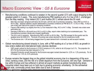 Macro Economic View : G5 &amp; Eurozone