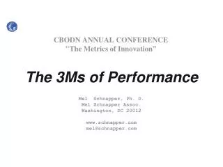 CBODN ANNUAL CONFERENCE &quot;The Metrics of Innovation”