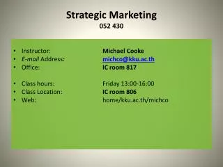 Strategic Marketing 052 430