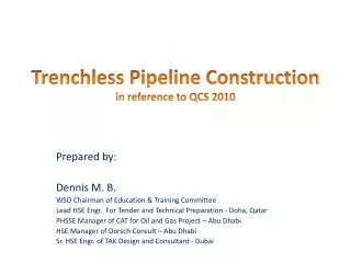 Trenchless Pipeline Construction in reference to QCS 2010