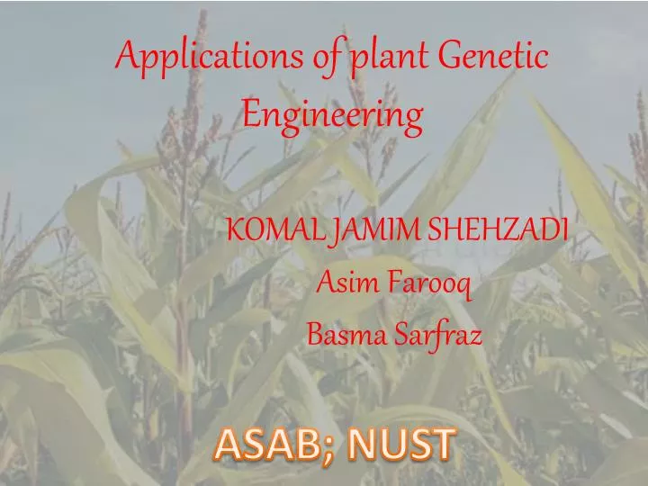 applications of plant genetic engineering