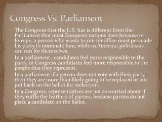 Congress Vs. Parliament