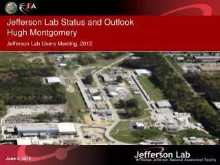 Jefferson Lab Status and Outlook Hugh Montgomery Jefferson Lab Users Meeting, 2012