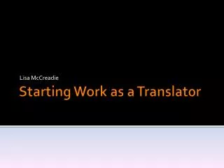 Starting Work as a Translator