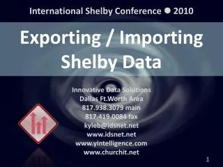 Exporting / Importing Shelby Data