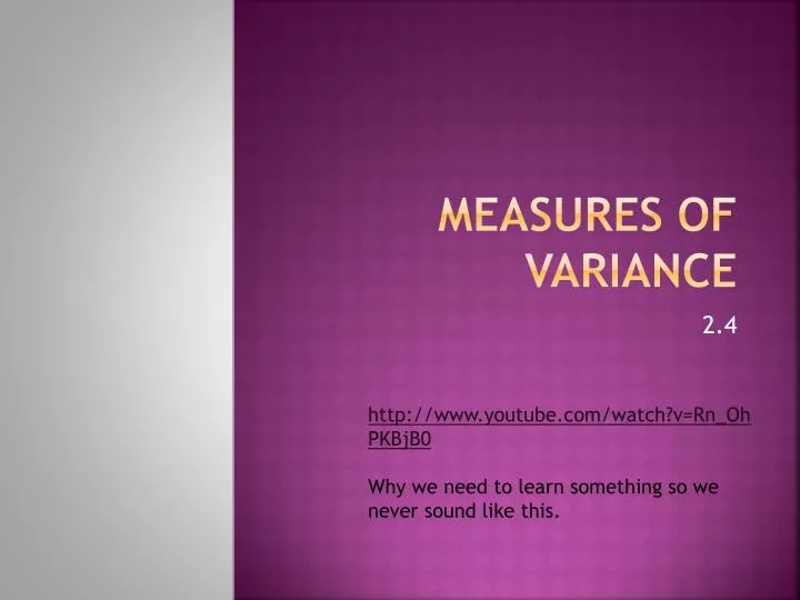measures of variance