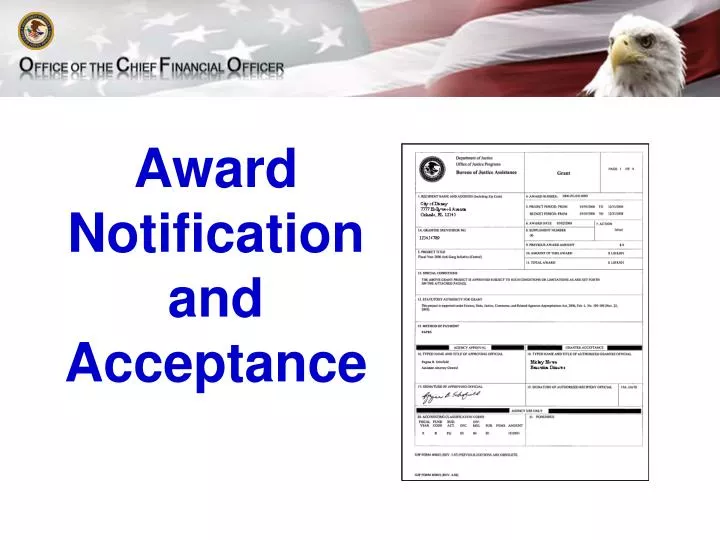 award notification and acceptance