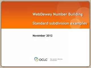 WebDewey Number Building Standard subdivision examples