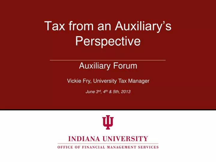tax from an auxiliary s perspective