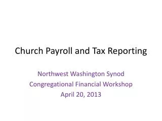 Church Payroll and Tax Reporting