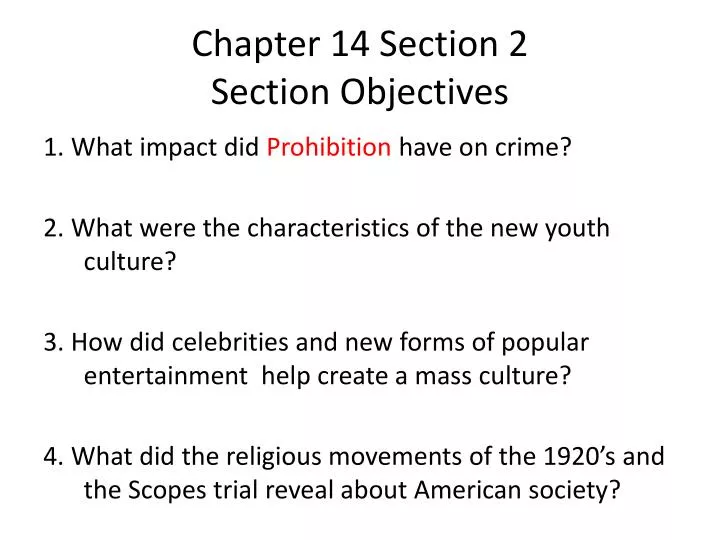 chapter 14 section 2 section objectives