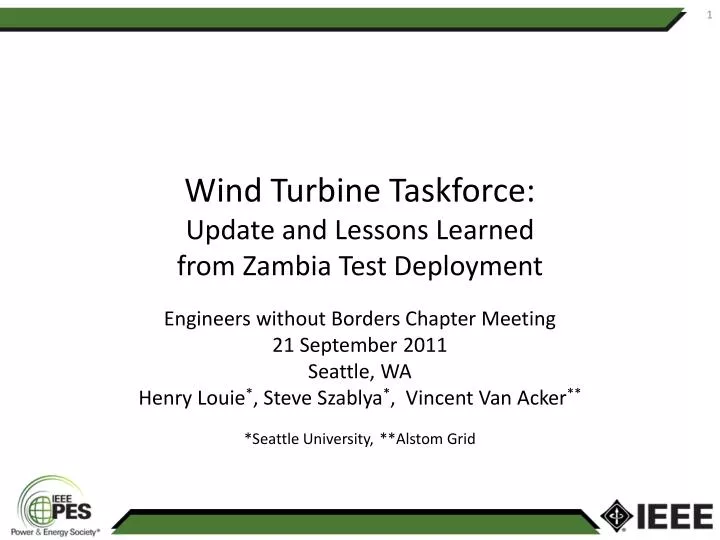 wind turbine taskforce update and lessons learned from zambia test deployment