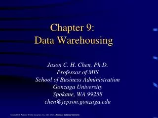 Chapter 9 : Data Warehousing