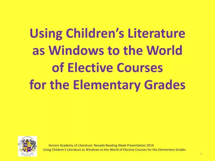 using children s literature as windows to the world of elective courses for the elementary grades