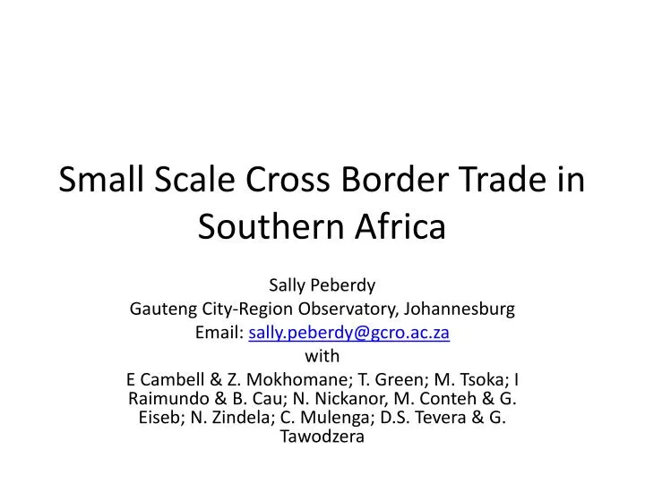 small scale cross border trade in southern africa