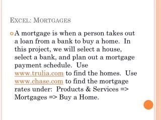 Excel: Mortgages