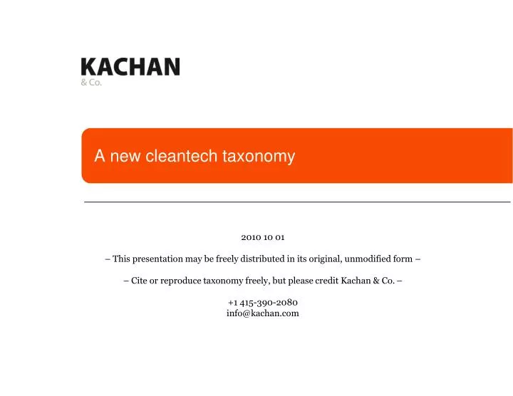 a new cleantech taxonomy