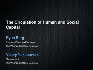 The Circulation of Human and Social Capital