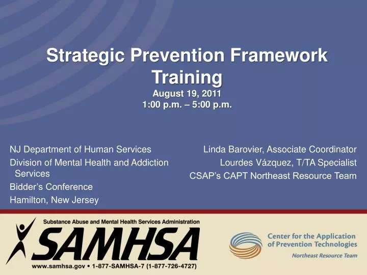 strategic prevention framework training august 19 2011 1 00 p m 5 00 p m