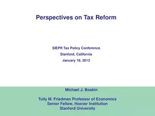 Perspectives on Tax Reform