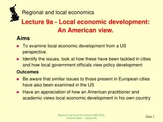 Aims To examine local economic development from a US perspective.