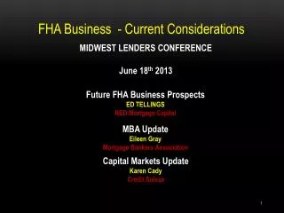 FHA Business - Current Considerations