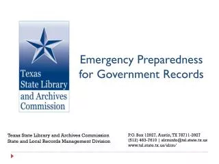 Emergency Preparedness for Government Records