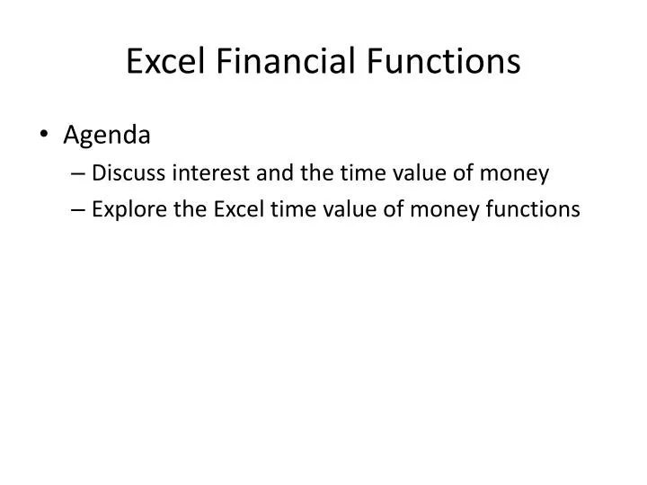 excel financial functions