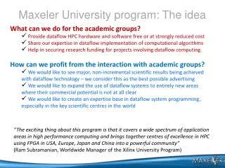 Maxeler University program : The idea