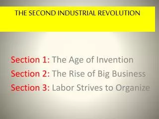 Section 1: The Age of Invention Section 2: The Rise of Big Business Section 3: Labor Strives to Organize