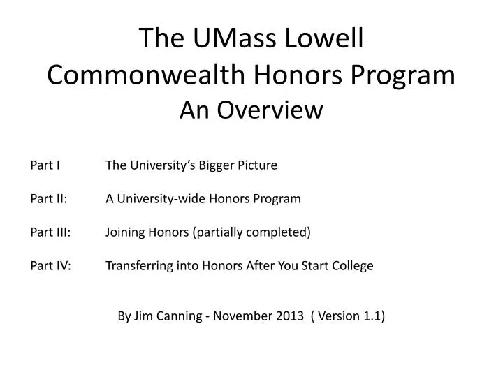 the umass lowell commonwealth honors program an overview