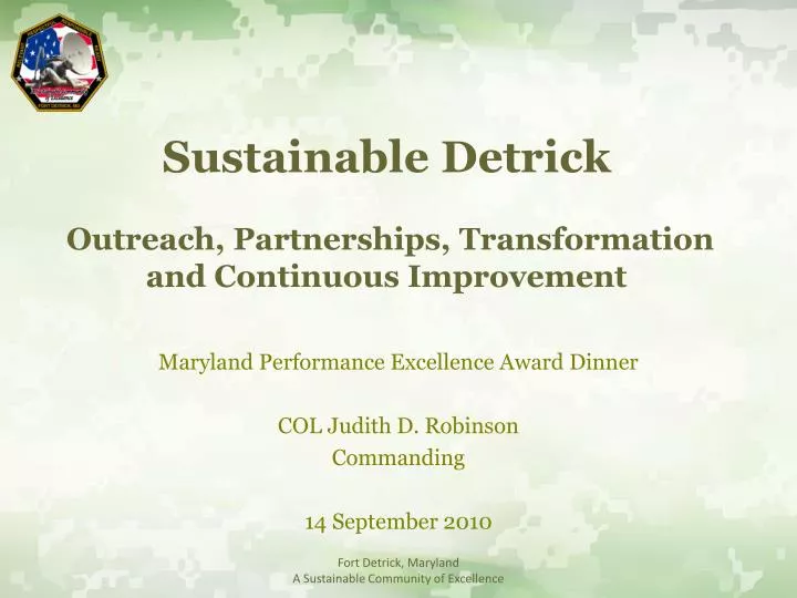 sustainable detrick outreach partnerships transformation and continuous improvement