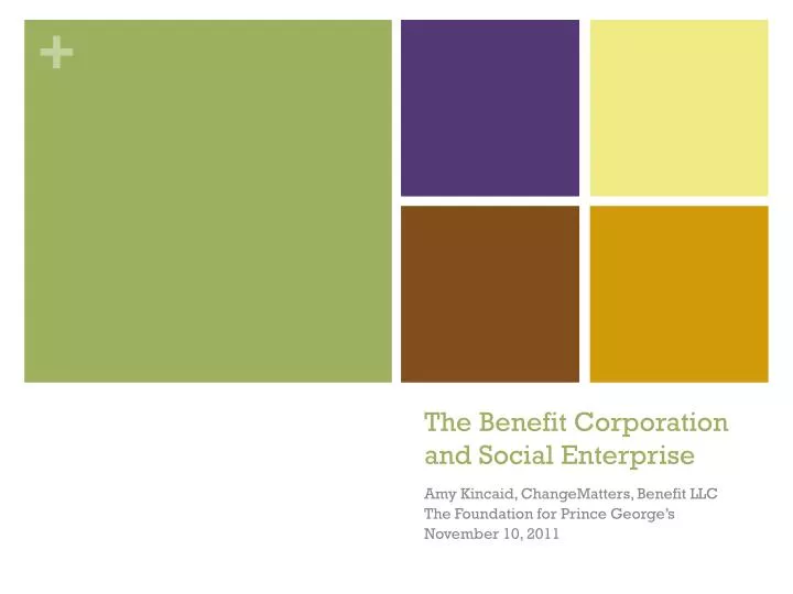 the benefit corporation and social enterprise