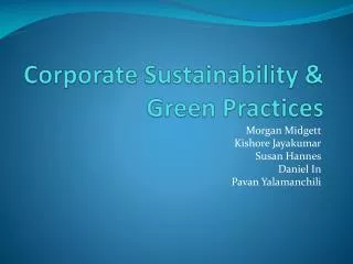 Corporate Sustainability &amp; Green Practices