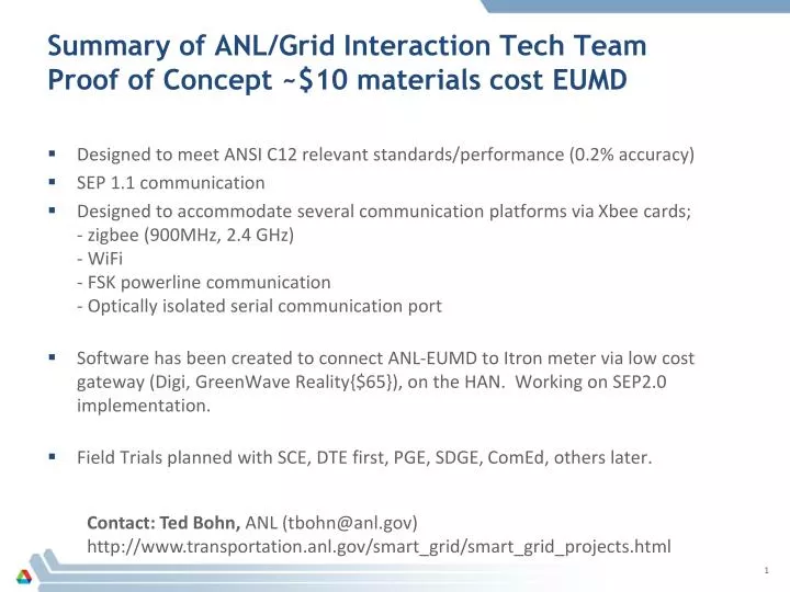 summary of anl grid interaction tech team proof of concept 10 materials cost eumd