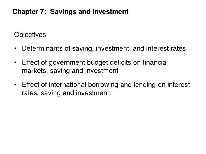 chapter 7 savings and investment
