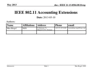 IEEE 802.11 Accounting Extensions