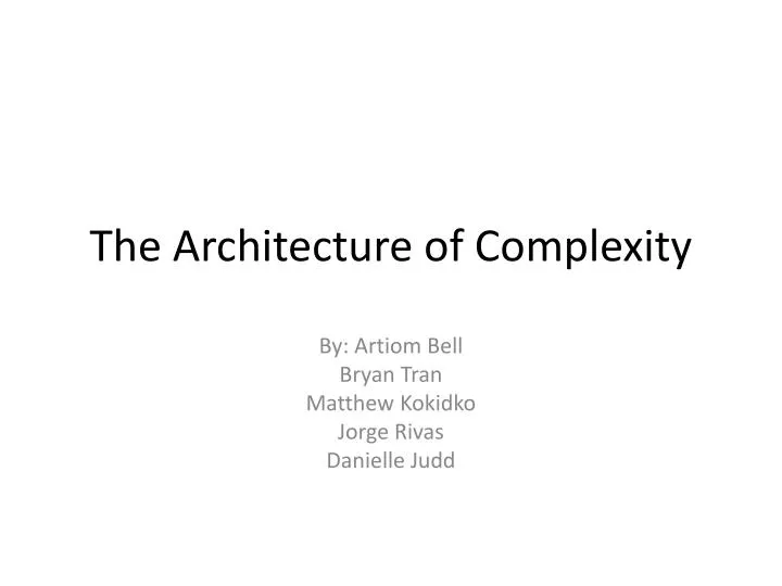 the architecture of complexity