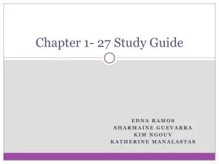 Chapter 1- 27 Study Guide