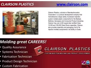 CLAIRSON PLASTICS	 www.clairson.com