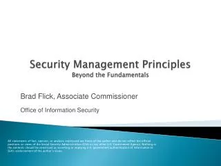 Security Management Principles Beyond the Fundamentals