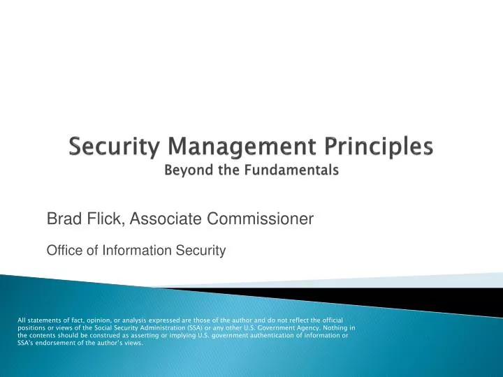 security management principles beyond the fundamentals