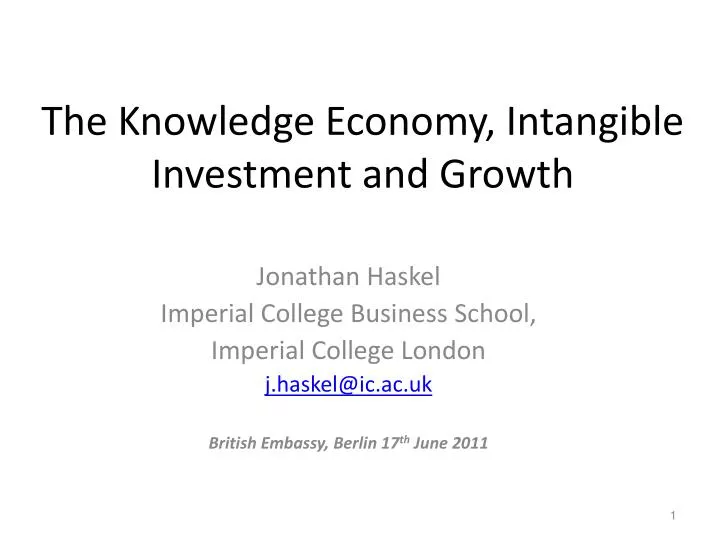 the knowledge economy intangible investment and growth