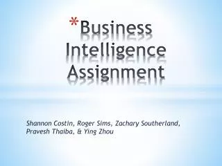 Business Intelligence Assignment