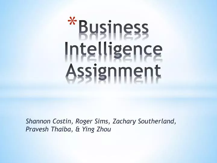 business intelligence assignment