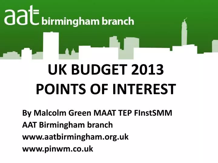 uk budget 2013 points of interest